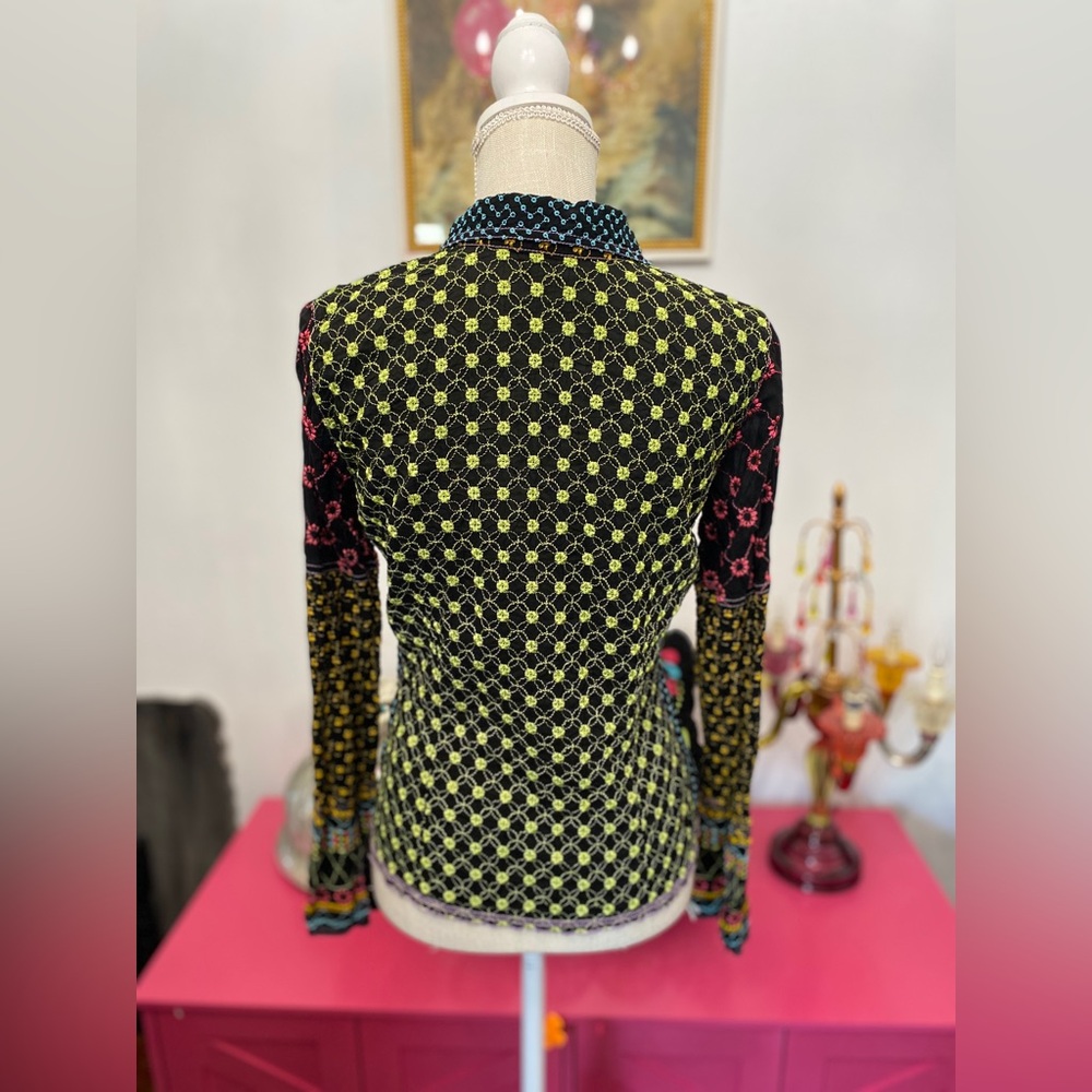 ❌SOLD❌OOAK VTG JWLA JOHNNY WAS LA EMBROIDERED LONG SLEEVE BUTTON DOWN PATCHWORK - Picture 4 of 9